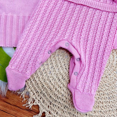 Saída de Maternidade Fofinho - Tranças com Botões - Rosa